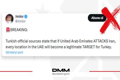 DMM: Türkiye’nin BAE’ye saldırı iddiaları doğru değil