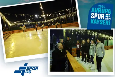 Kayseri’de Açık Hava Buz Pateni Pisti bayramda ilgi odağı oldu