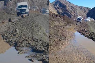 Kamışlı-Geçitli yolunda heyelan meydana geldi