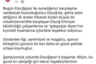 Kepezspor’dan Elazığ’a teşekkür ve övgü