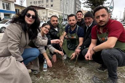 Yüksekovalı girişimci kadın çevreye dikkat çekmek için fidan dikti