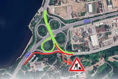 Kocaeli'de Başiskele istikametinde yol çalışması