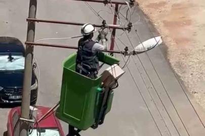 Elektrik tellerine takılan kuş kurtarıldı