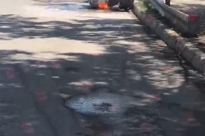 Muş’ta seyir halindeki motosiklet alev aldı