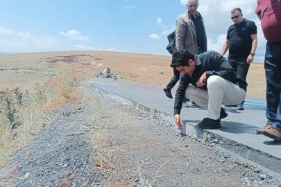 Sarıkamış’ta beton yol çalışmaları yerinde incelendi